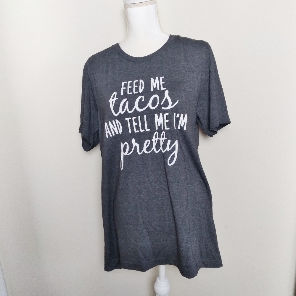 Bella Canvas Feed Me Tacos Gray Graphic Tee - Picture 5 of 7
